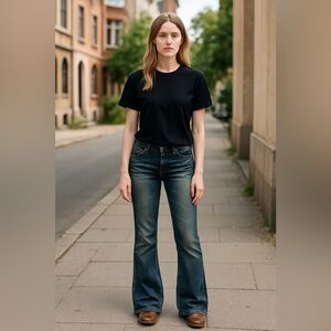 NWT Vintage Tea Jeans distressed, low rise flare, bootcut 80’s or 90’s, size 26